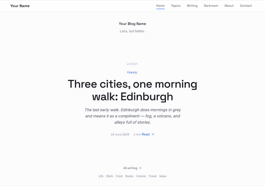 The Air theme home page