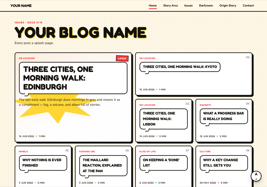 The Comic theme home page