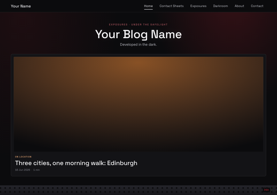 The Darkroom theme home page