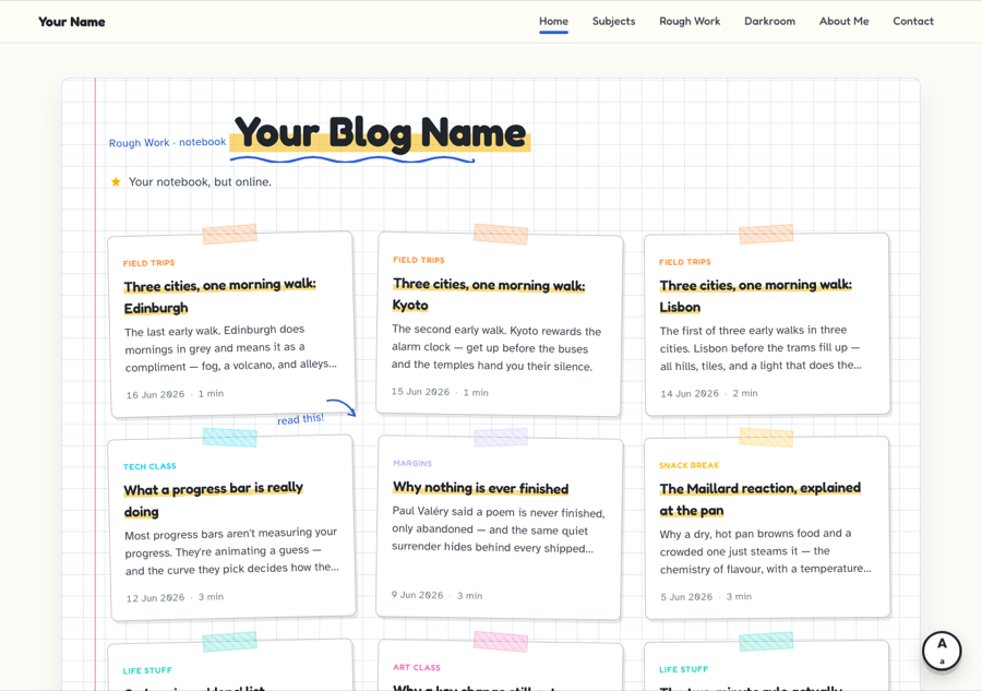 The Doodle theme home page