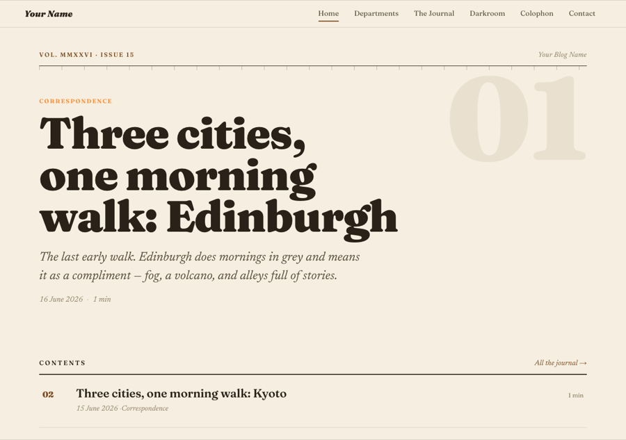 The Journal theme home page