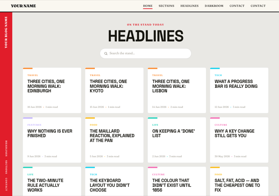 The Kiosk theme home page