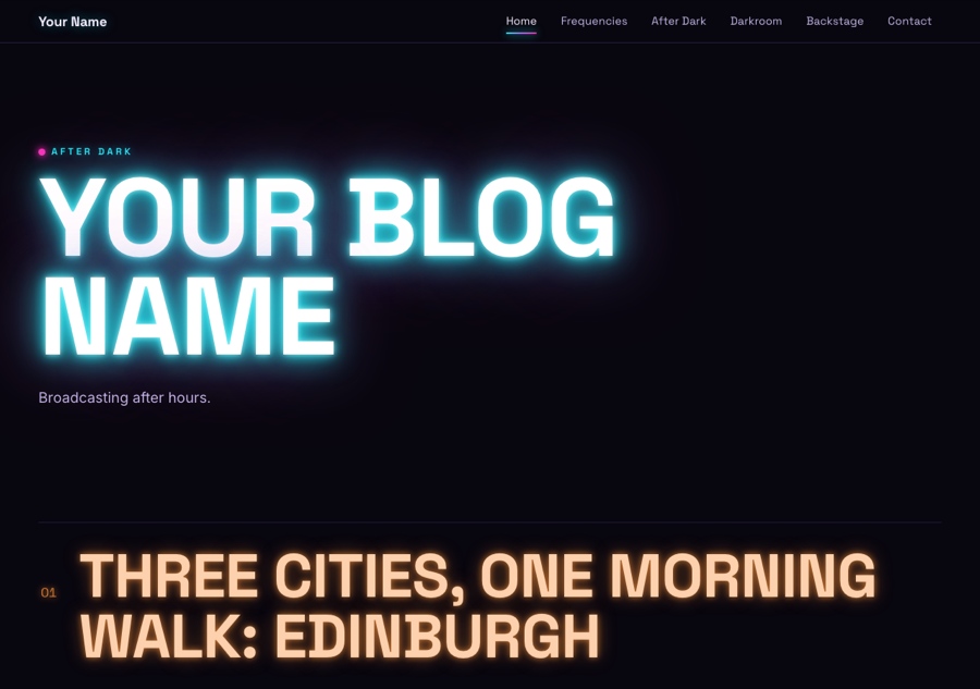 The Neon theme home page