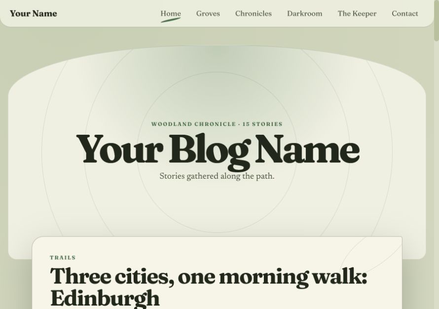 The Woodland Chronicle theme home page